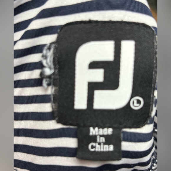 FootJoy Blue Striped Golf Polo Shirt Short Sleeve Stretch Performance Size Large - Picture 6 of 6